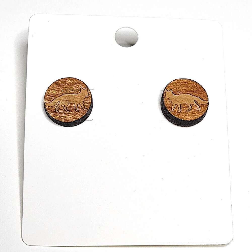 Wood fox earrings